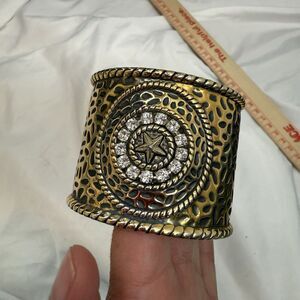 Montana Silversmiths Cuff Bracelet Two Toned Silver Gold Rhinestone Star Bling